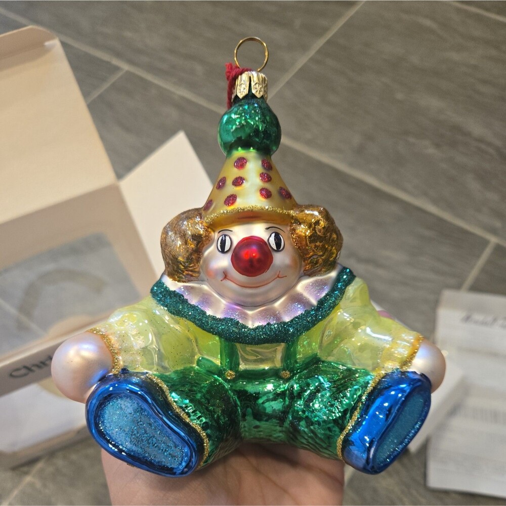 Vintage SPODE ORNAMENTS ON THE TREE Clown  BLOWN GLASS POLAND NIB